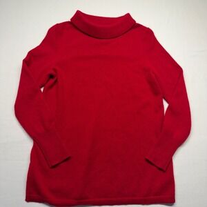 Talbots Petites Pure Cashmere Red Turtleneck Sweater MP Classic Soft
